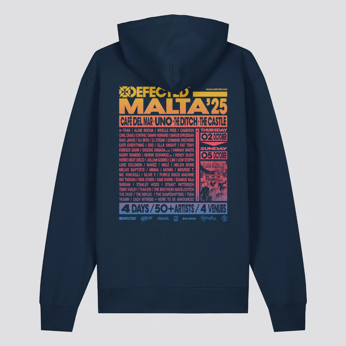 Defected Malta 2025 Line Up Hoodie - Image 3