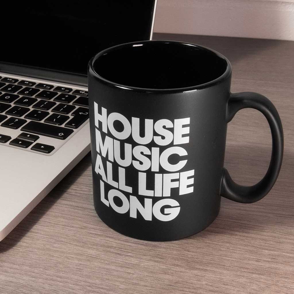 House Music All Life Long Matt Black Ceramic Mug - Image 3